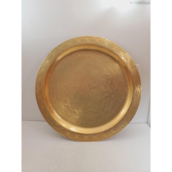 Vintage handmade brass tray for table, large tea tray, Brass handmade tray , tea - Picture 2 of 10